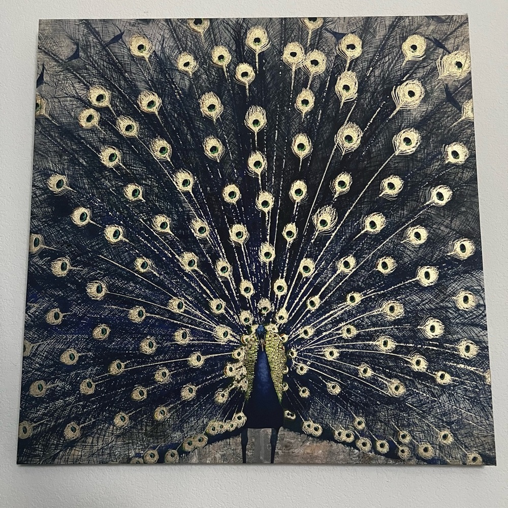 Peacock canvas print Bedroom wall art Blue Peacock Home Decoration